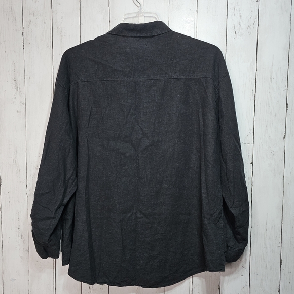 Risen Los Angeles Women's Black Linen Blend Relaxed Fit Button Up Shirt Size M/L - Picture 14 of 14